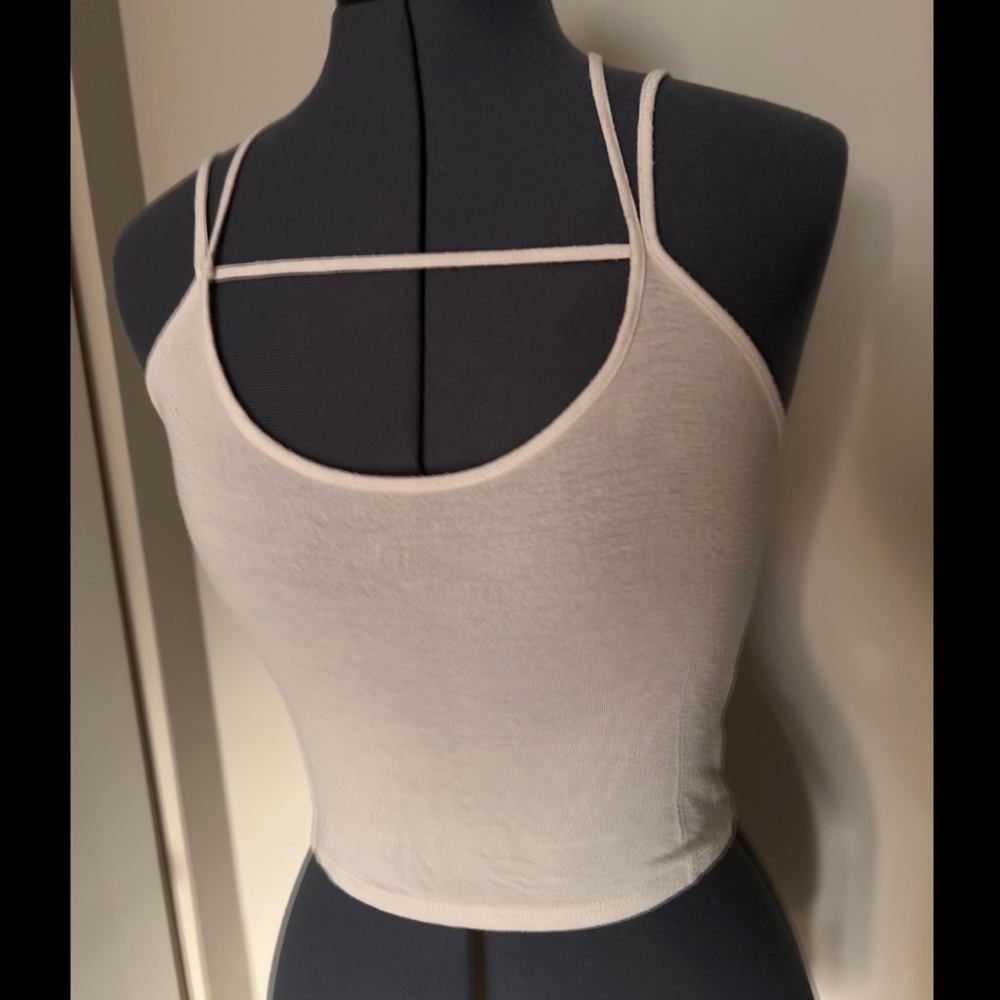 White Crop Top with Neckline Strap Detail